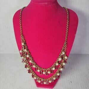 Talbots Gold-Tone Double-Layer Necklace With Faux Pearls